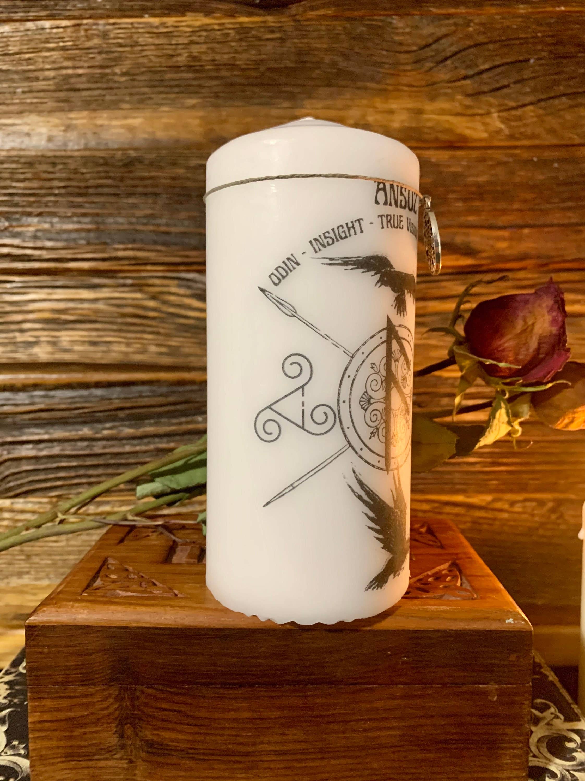Krimson Canvas - Vente Bougies piliers - Bougie décorative Ansuz Rune Pillar1
