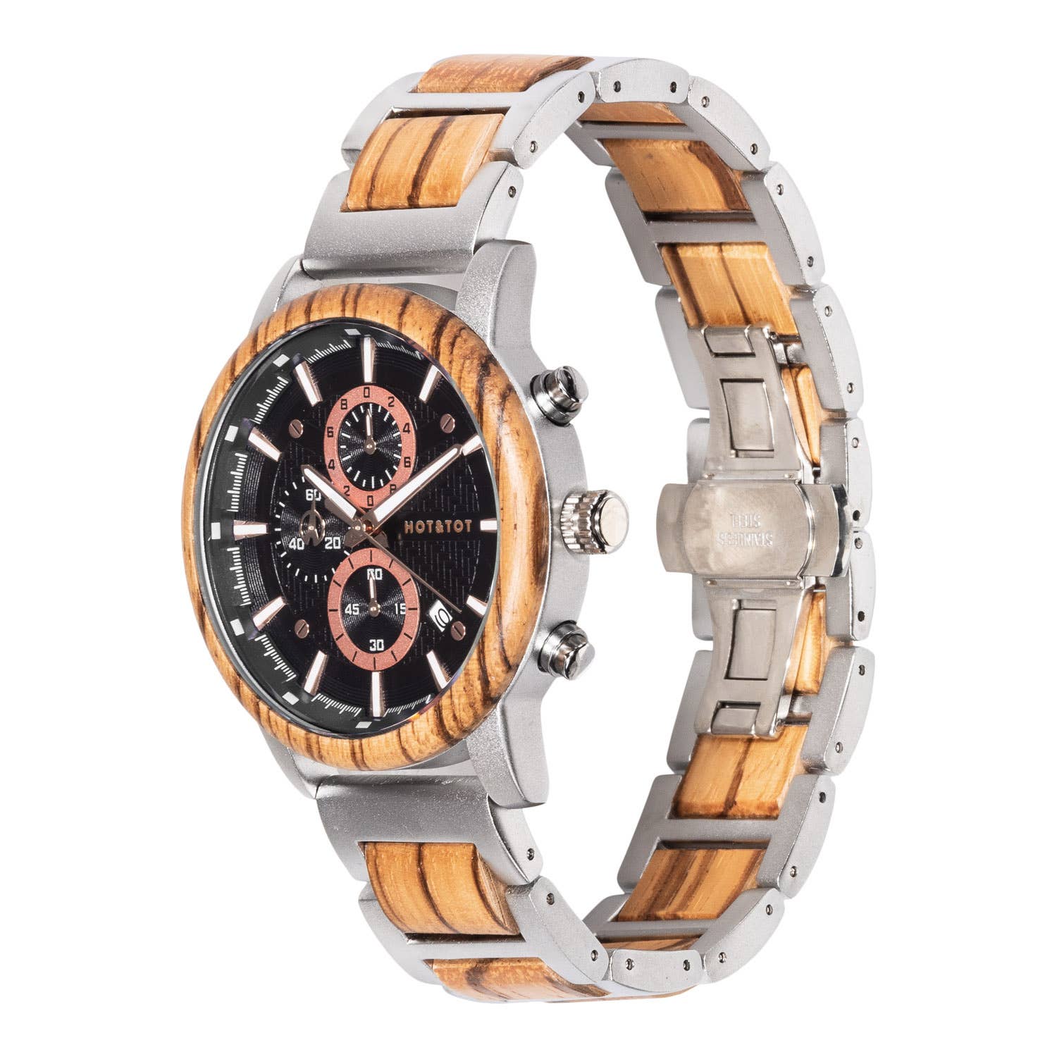 HOT&TOT - Wholesale Wrist Watch - Men's - EMPEROR | Wood watch for men | Chronographs | Rose gold4