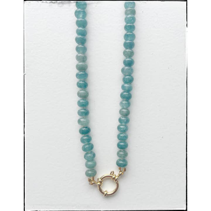 GentrybyJenna - Wholesale Beaded/pearl necklace - Short Jade & Jasper Rondelle Bead Knot Necklace Teal Jade 1