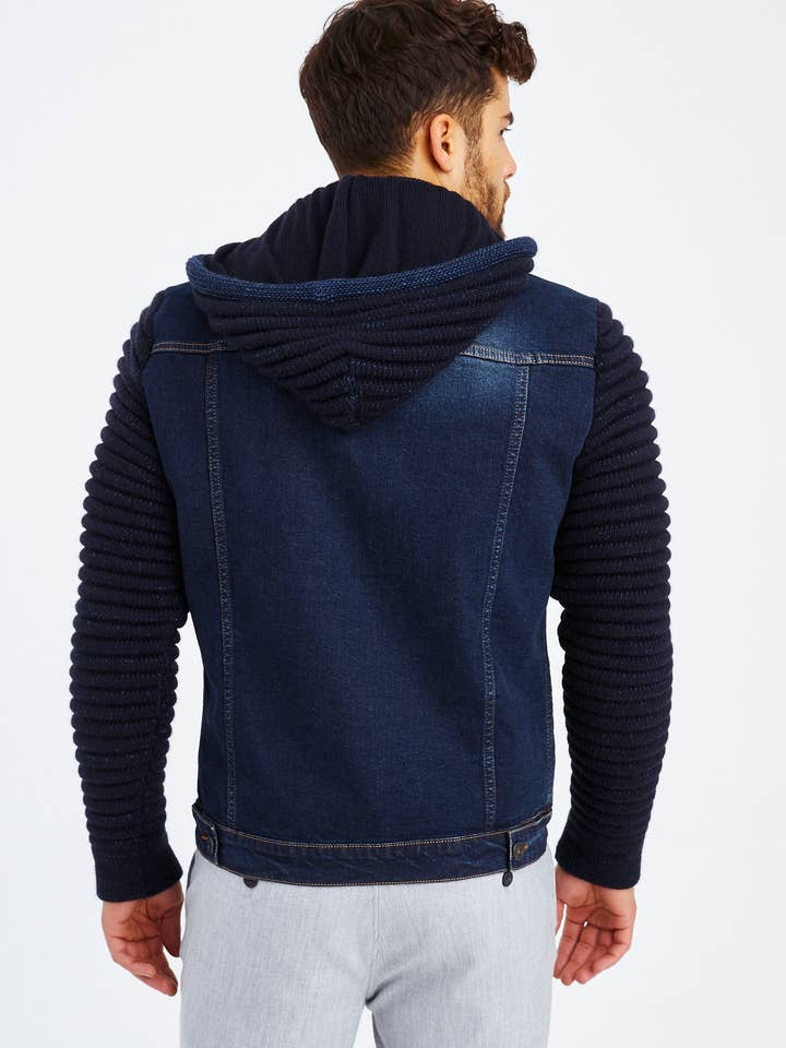 Leif Nelson GmbH - Vendita all'ingrosso Giacca di jeans - Uomo - Giacca di jeans da uomo con cappuccio LN-5240