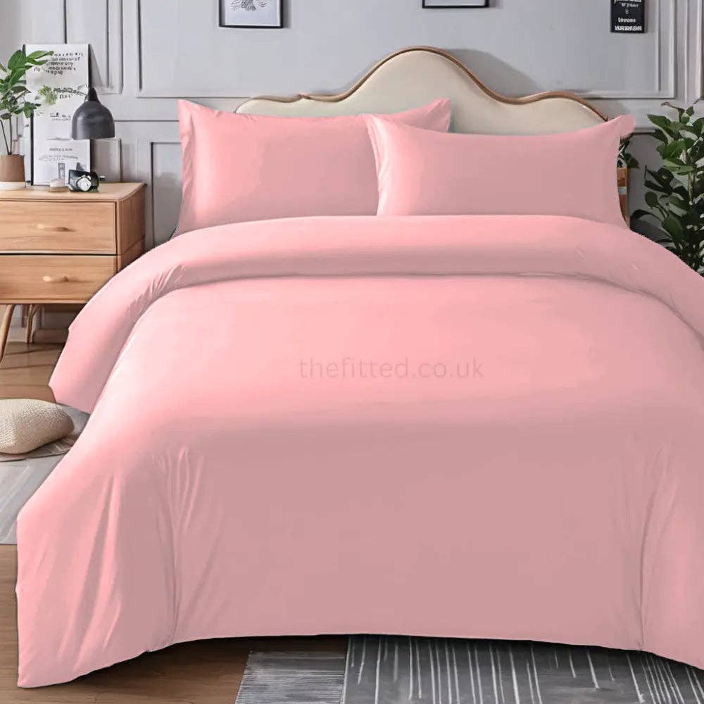 The Fitted Sheets – wholesale Bedding set – Pink Mfiber Plain Duvet Cover Set with Matching Pillowcase5