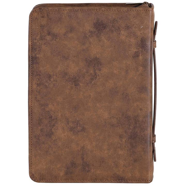 Magnolia - Wholesale Bible Cover - White Dove Bible Case Cross Suede-Look Brown XLarge