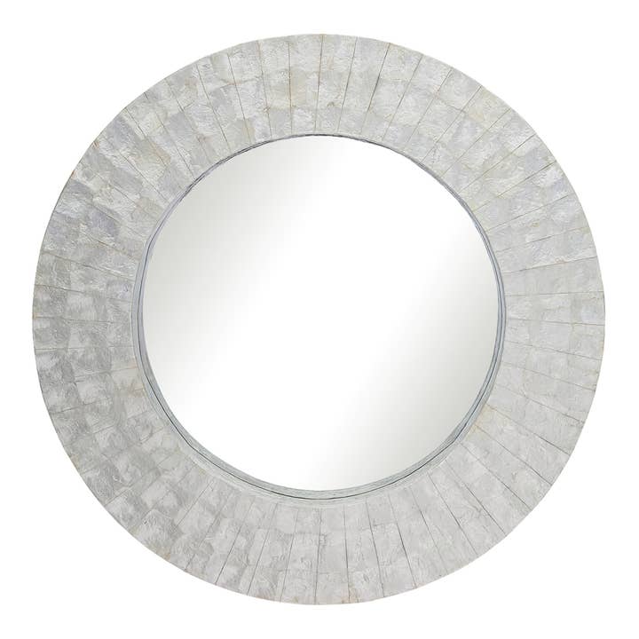 HS Seashells - Wholesale Wall Mirror - Natural Capiz Starburst Round Mirror 24x2" - PALLET ONLY