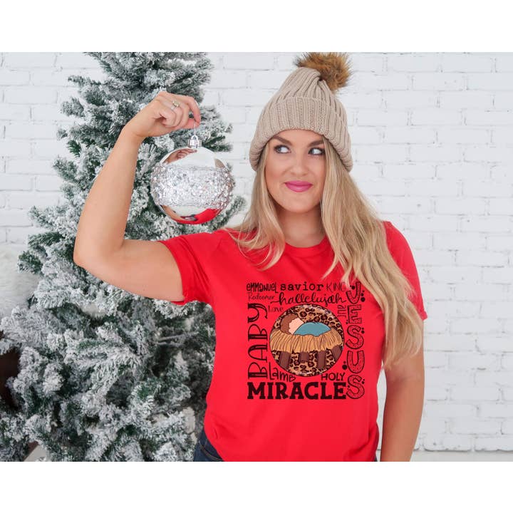 Christmas Miracle Typography Printed Tee for wholesale by Simple Tymes