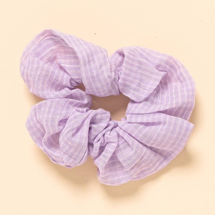 Light Purple Faded Check Midi Scrunchie for wholesale by Little Poppy Co