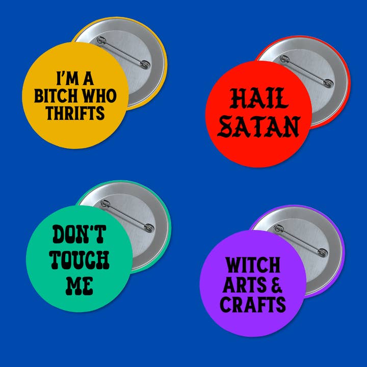 fun 4 pack buttons for wholesale by The Witch Crafter