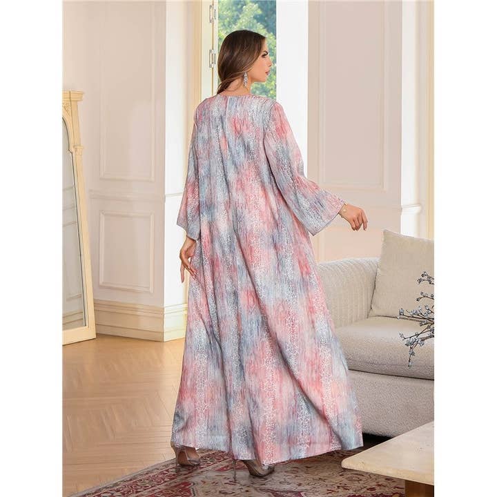 DUSTY ROSE Floral Print Beaded Long Robe for wholesale on Faire2