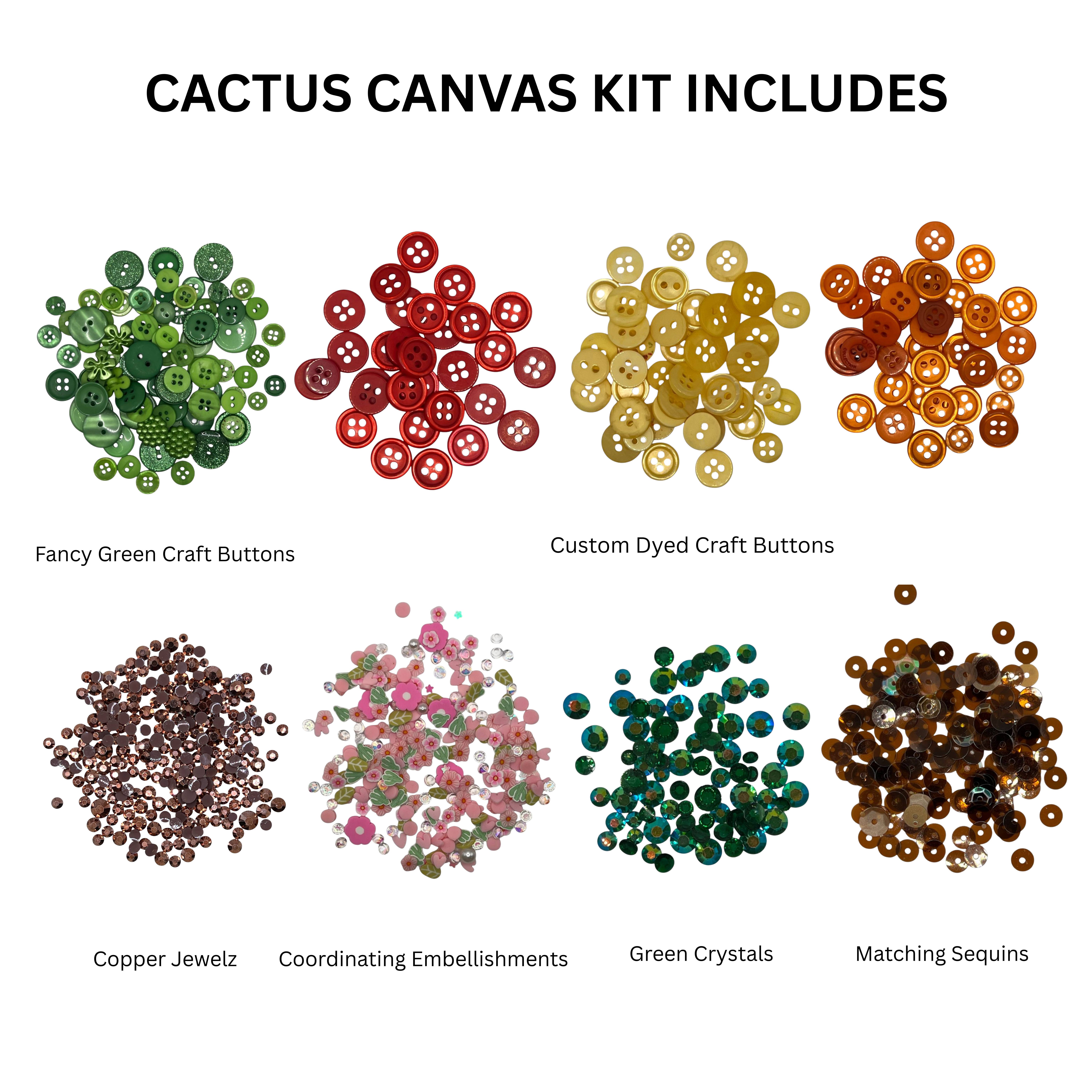Buttons Galore & More - Wholesale DIY Craft Kit - Cactus Canvas DIY Craft Kit2