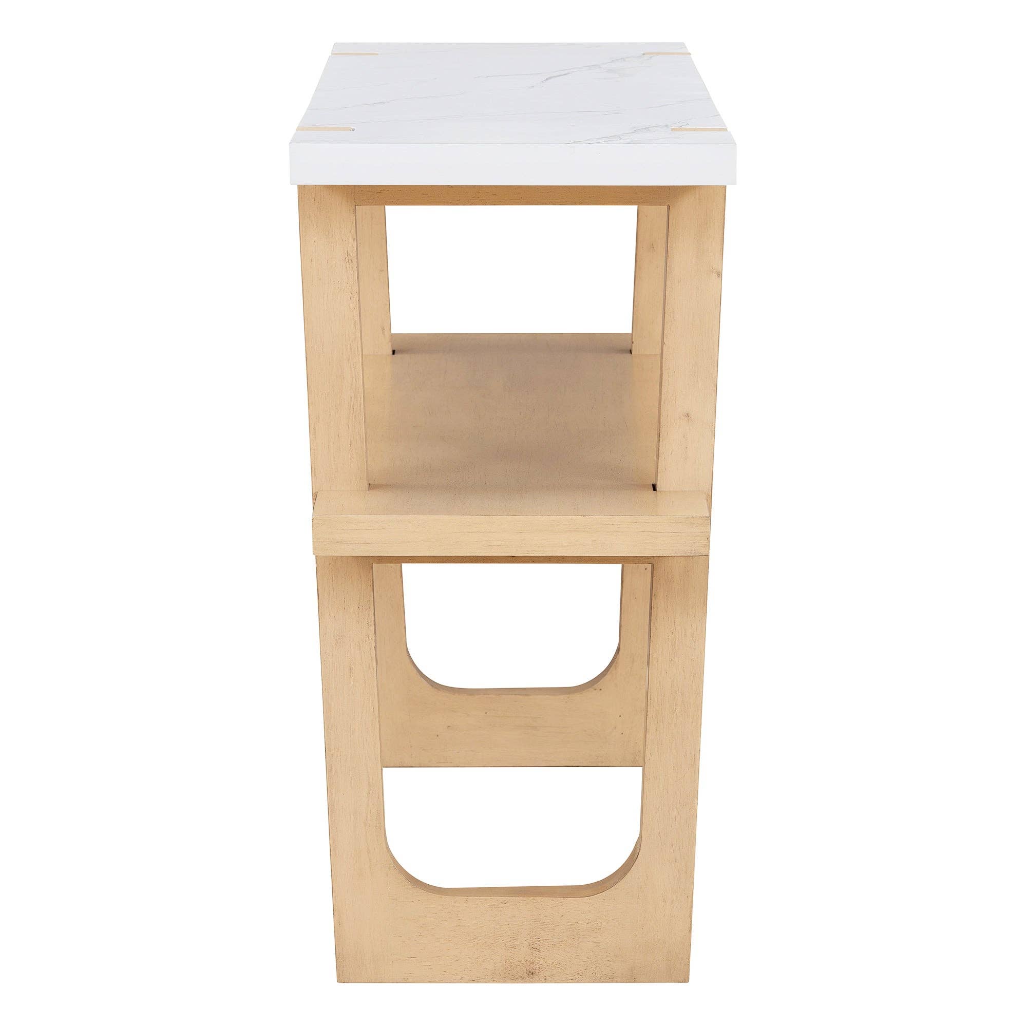 Orange County Decor - Wholesale Console Table - Retro Elegant Console Table With Marble Effect Top And Versatile Storage Solutions For Entryway And Living Room Natural Natural Solid Wood Mdf15