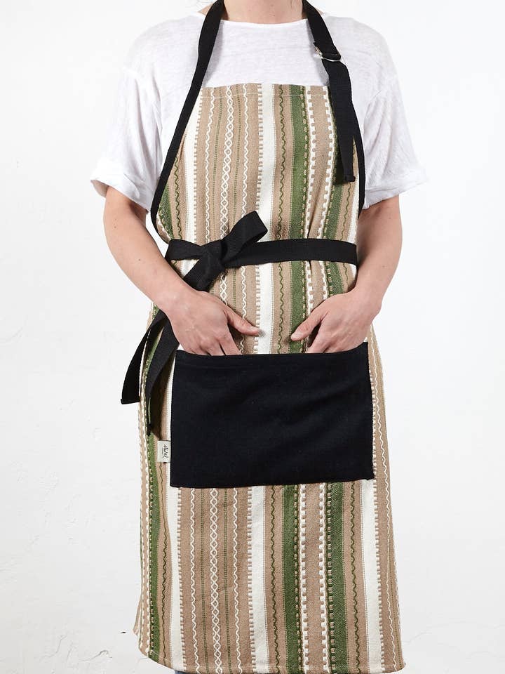 Alpujarra ecru brown and green apron for wholesale by Eturel Madrid