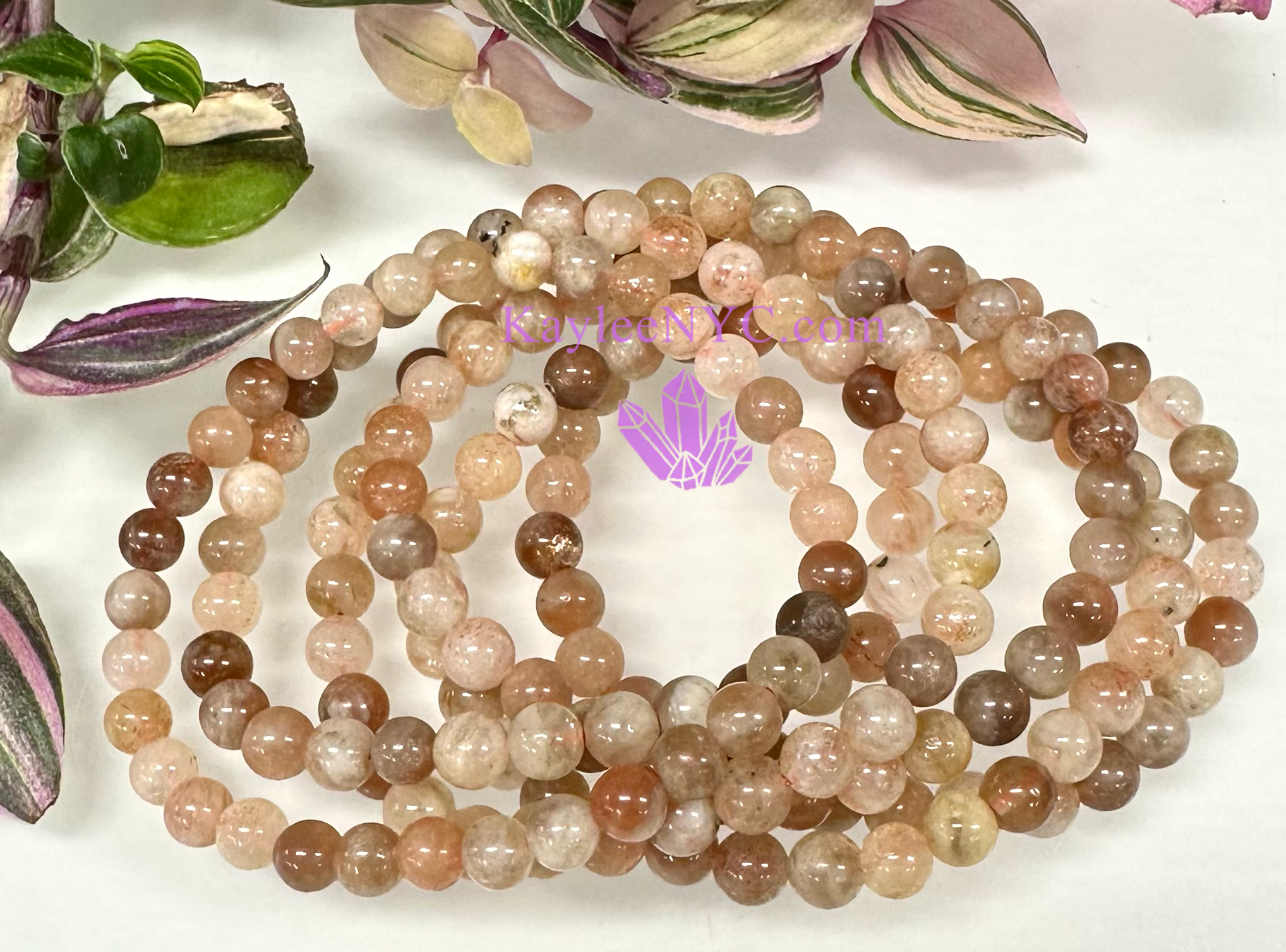 KayleeNYC - Wholesale Beaded Bracelet - 6mm Natural Sunstone 7.5” Stretch Bracelet1