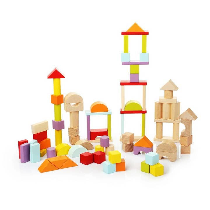 80 Wooden Building Blocks Playset- Stacking Toys for wholesale by Wooden Toys