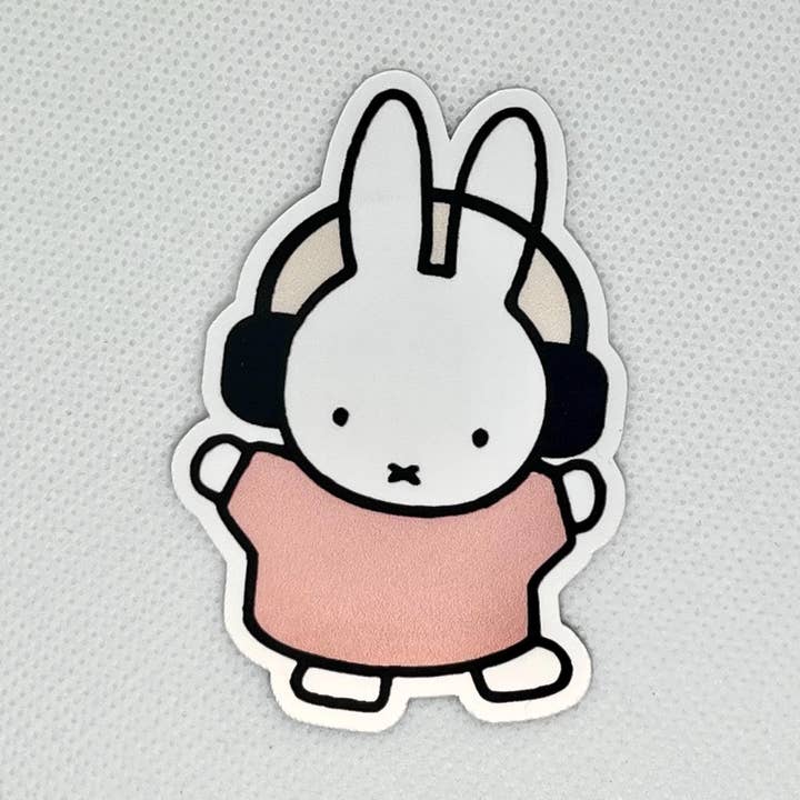 Literary by Ava - Wholesale Sticker - Miffy Wearing Headphones Kiss-Cut Waterproof Sticker0