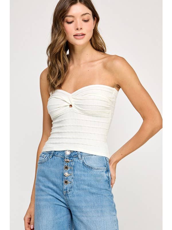 Miss Love - Wholesale Knit Top - Women's - Twist Front Sweater Tube Top1