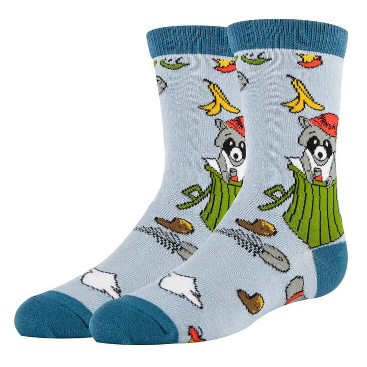 Trash Panda | Kid's Funny Cotton Crew Socks for wholesale by Oooh Yeah/Sock It Up/Oooh Geez Slippers