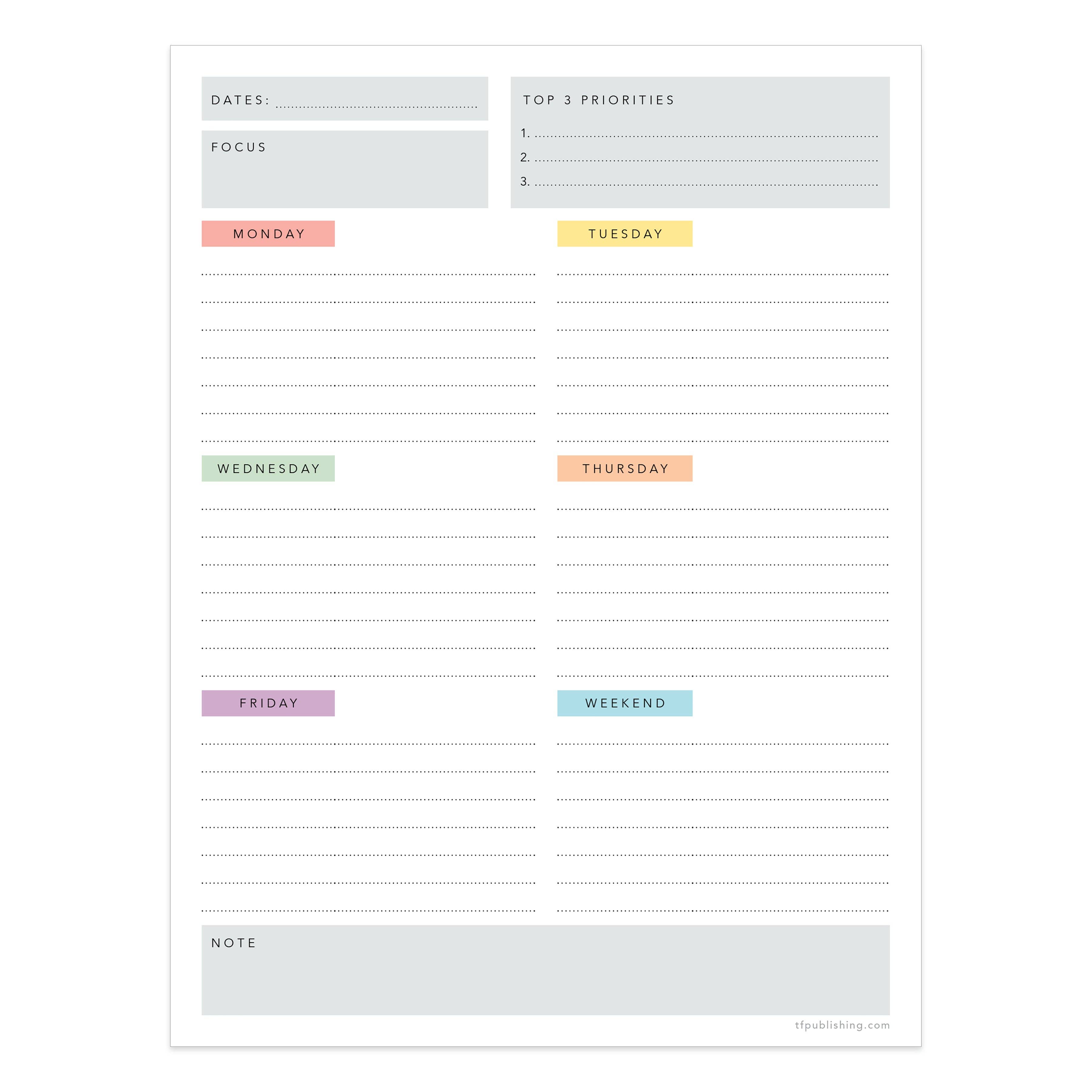 TF Publishing - Paper Goods - Venta al por mayor Calendario - Bloc de tareas codificado por colores Simply Weekly1
