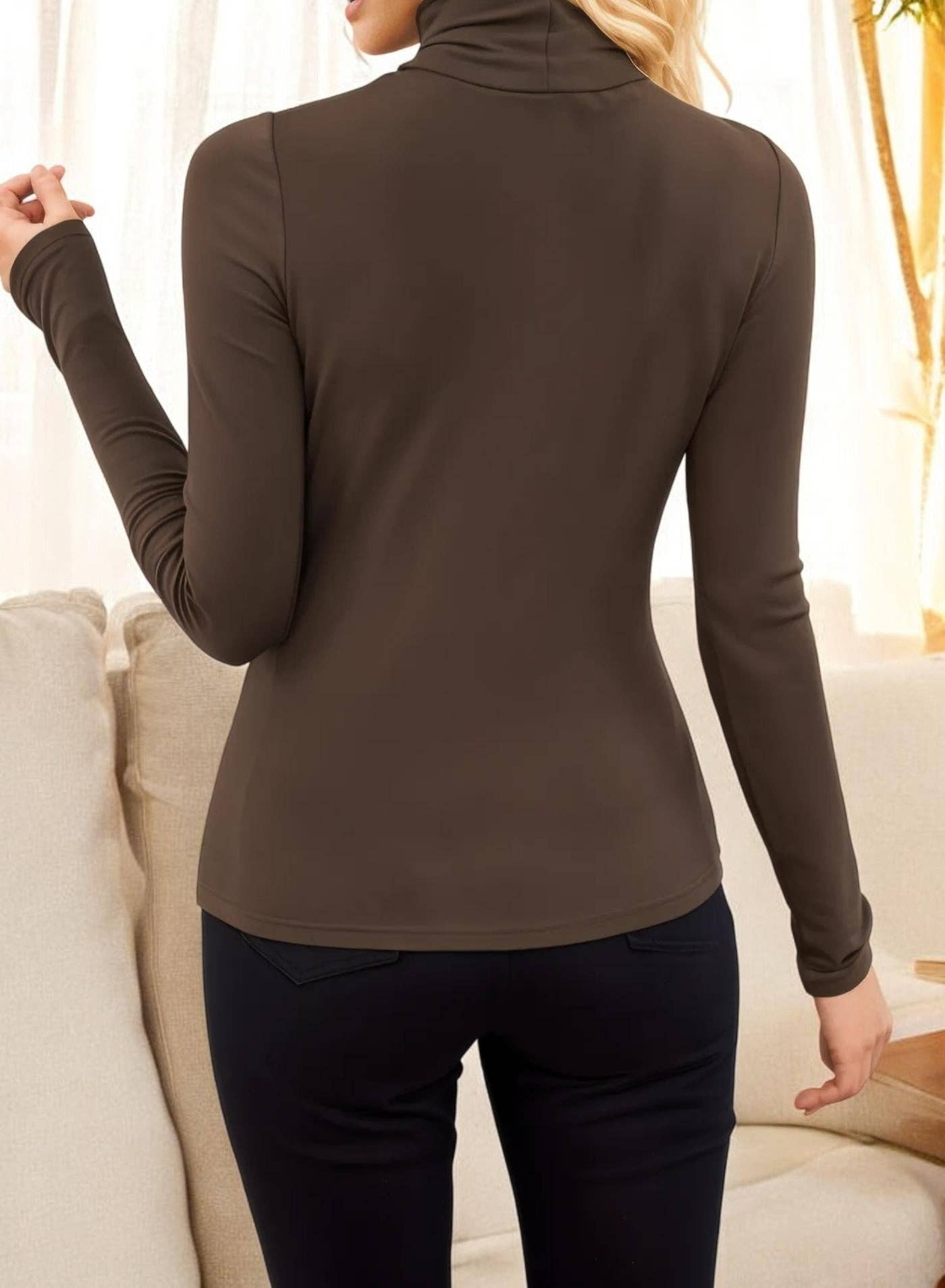 Anna Kaci Wholesale - Wholesale Knit Top - Women's - Fitted Long Sleeve Turtleneck Top with Stretch Fabric13