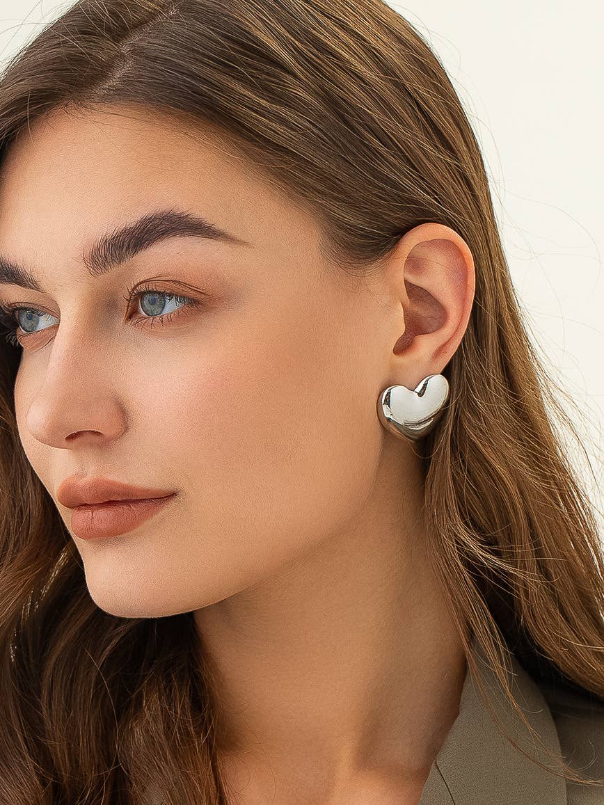 Flânerie by MAIQ - Venta al por mayor Pendientes de botón/aretes de poste - Pendiente clásico en forma de corazón Chantilly de oro de 18 quilates que no se deslustra5