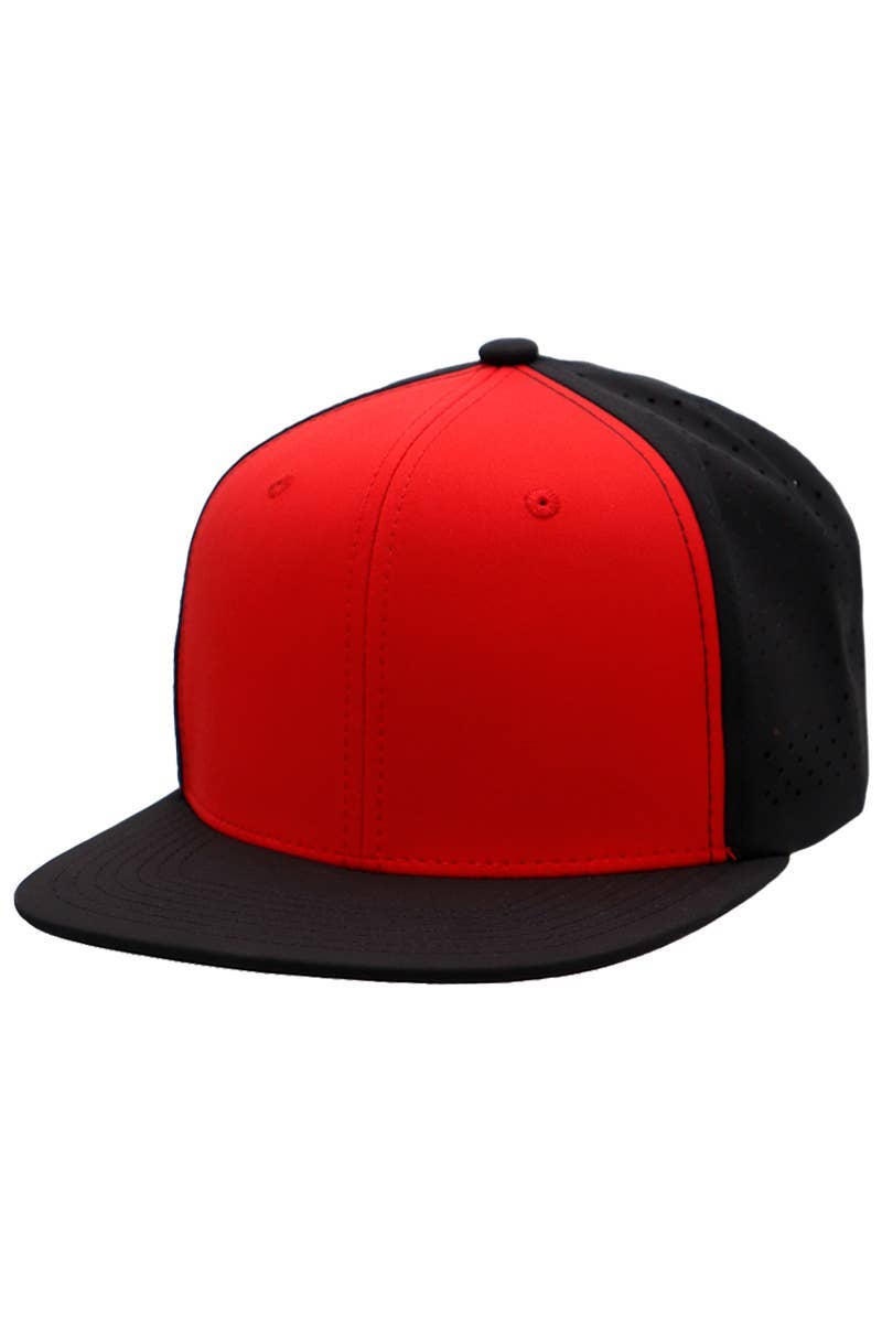 Cap Zone - Wholesale Flat Brim Cap - Men's - Two Tone Six Panel Flat Bill Perforated Snapback26