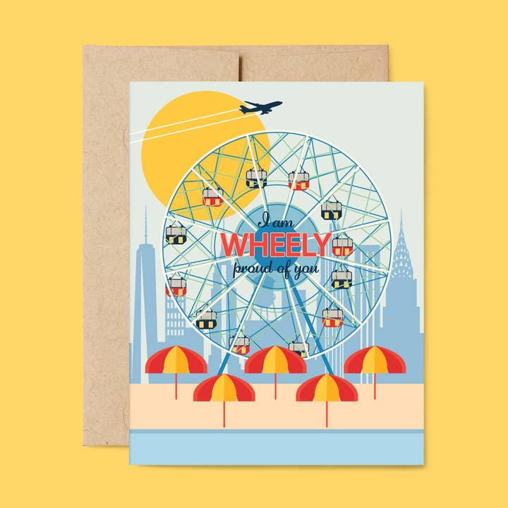 Wheely Proud of You - Coney Island NYC Congrats Card for wholesale by Belle Belette