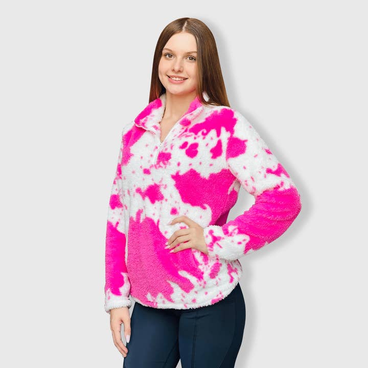 Sherpa Pink Cow Pullover Women for wholesale by ILTEX Apparel