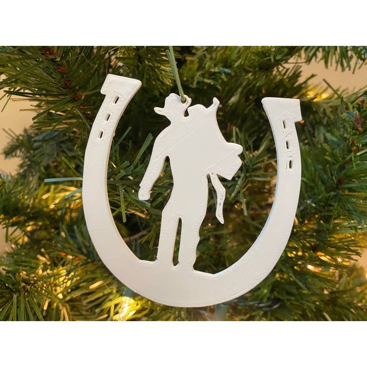 Décoration Cowboy 104 en acrylique (blanc) pour la vente par Economy Ornament