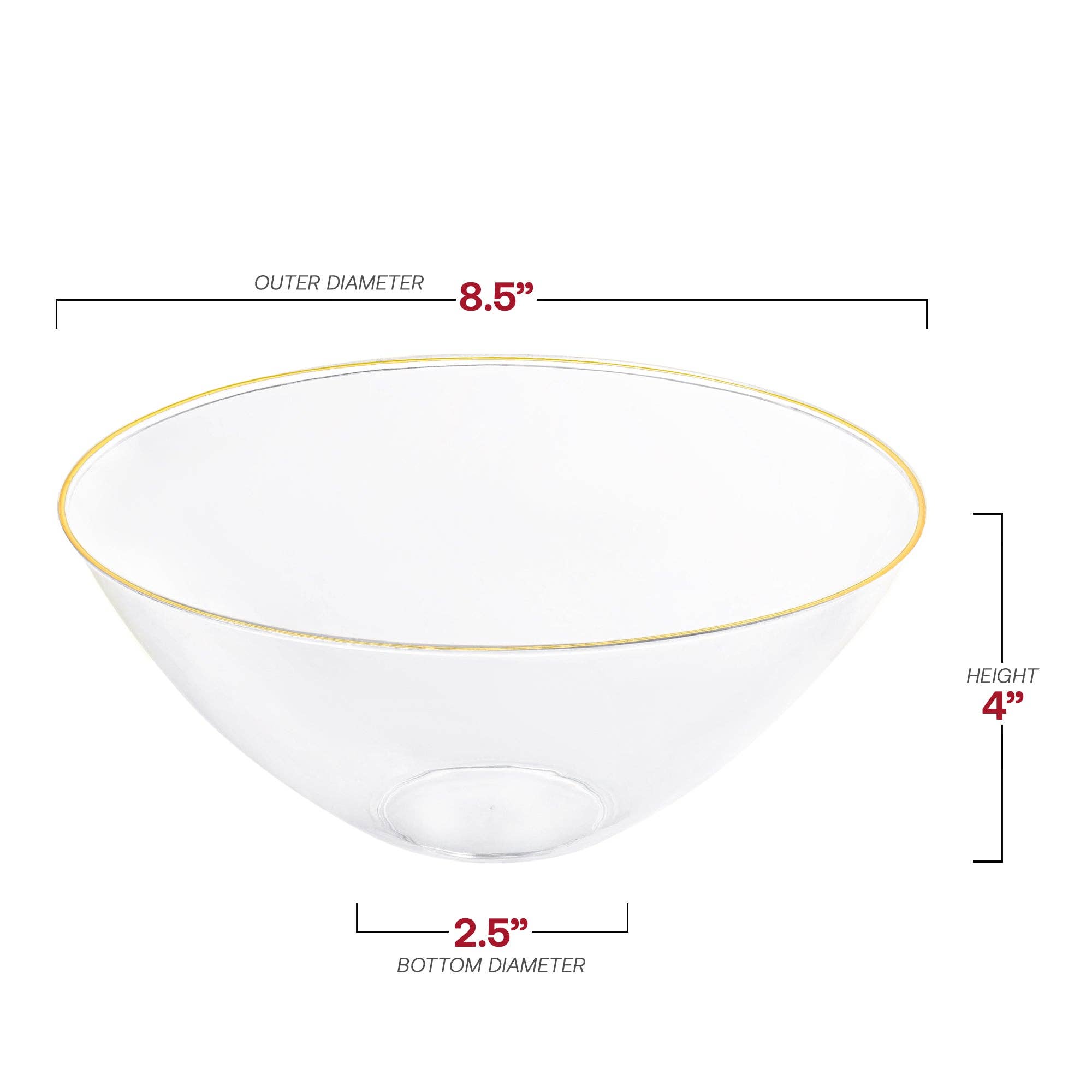 Smarty had a Party - Wholesale Bowl - 32 oz. Clear with Gold Rim Organic Plastic Bowls - 60 pcs3