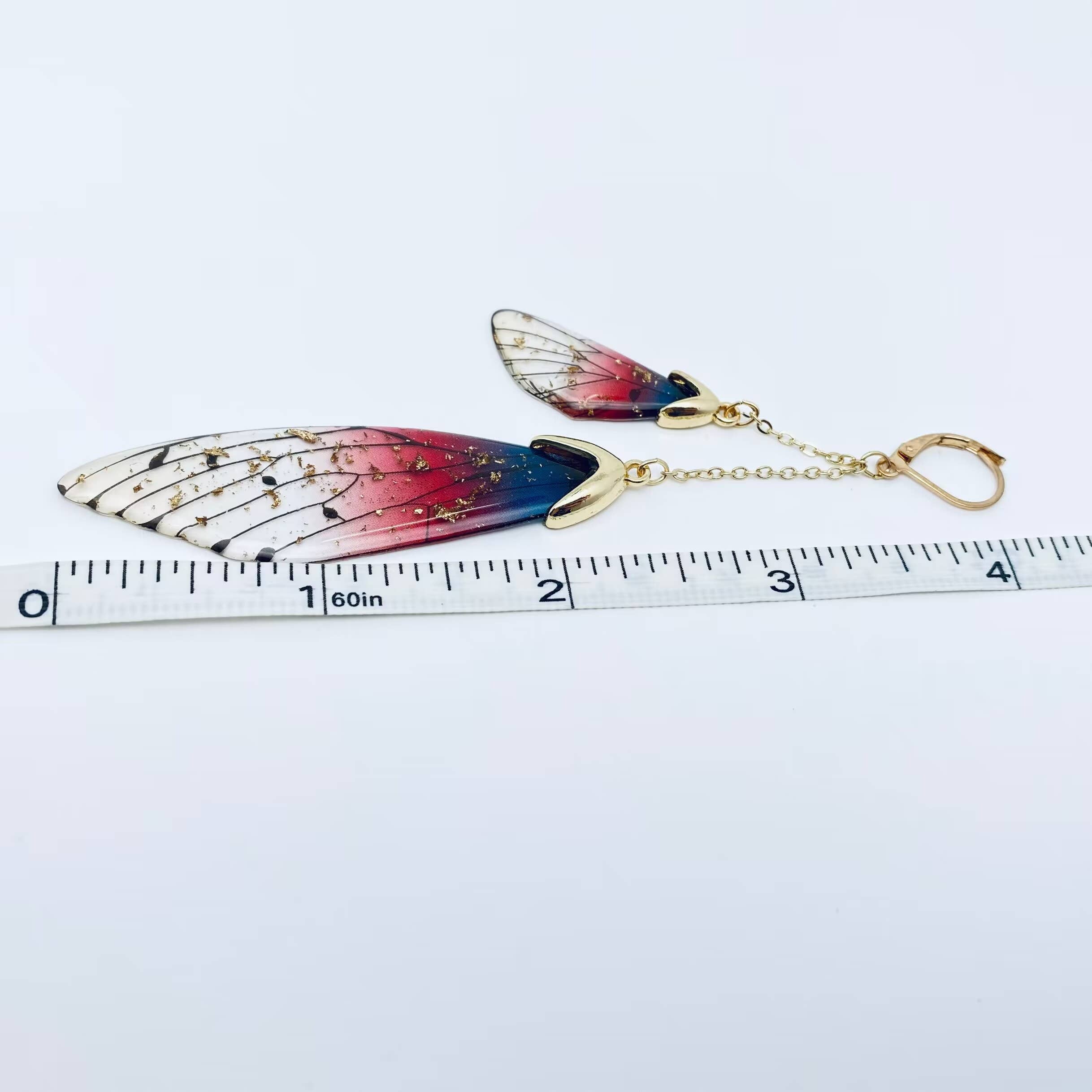 Mio Queena - Wholesale Clip-On Earrings - Butterfly Wings Ear Clip Gradient Color Cicada Wing Earrings2