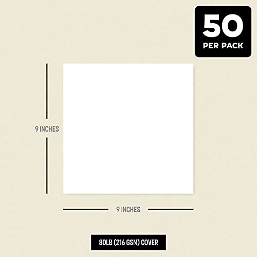 Fine Cardstock – wholesale Cardstock – High-Quality White Square Cardstock 80 LB Cover, 9” x 9”, 50 Sheets Per Pack.1
