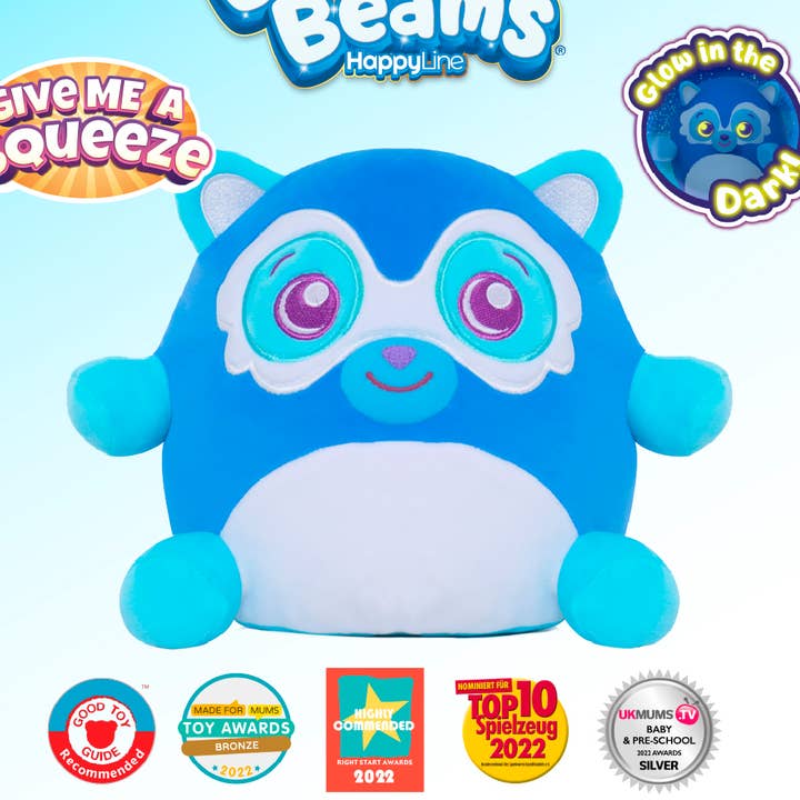 Roman le raton laveur | Jouet en peluche souple de 7,5 pouces Glow in the Dark pour la vente par World Roller Toys