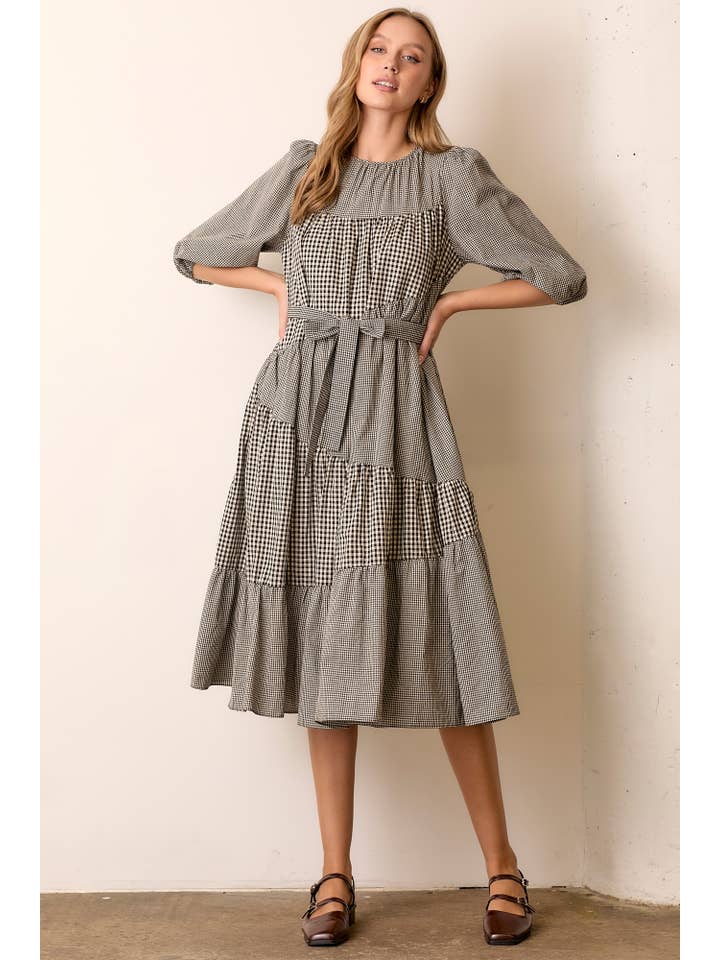 Polagram by Wellmade USA - Venta al por mayor Vestido - Mujer - VESTIDO MIDI CON LAZO EN LA CINTURA