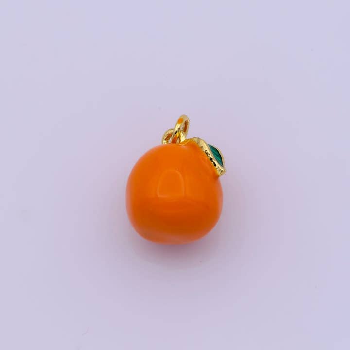 Aim Eternal - Wholesale Individual Charm/Pendant - Mini Gold Orange Charm Enamel Tangerine Pendant M-8271