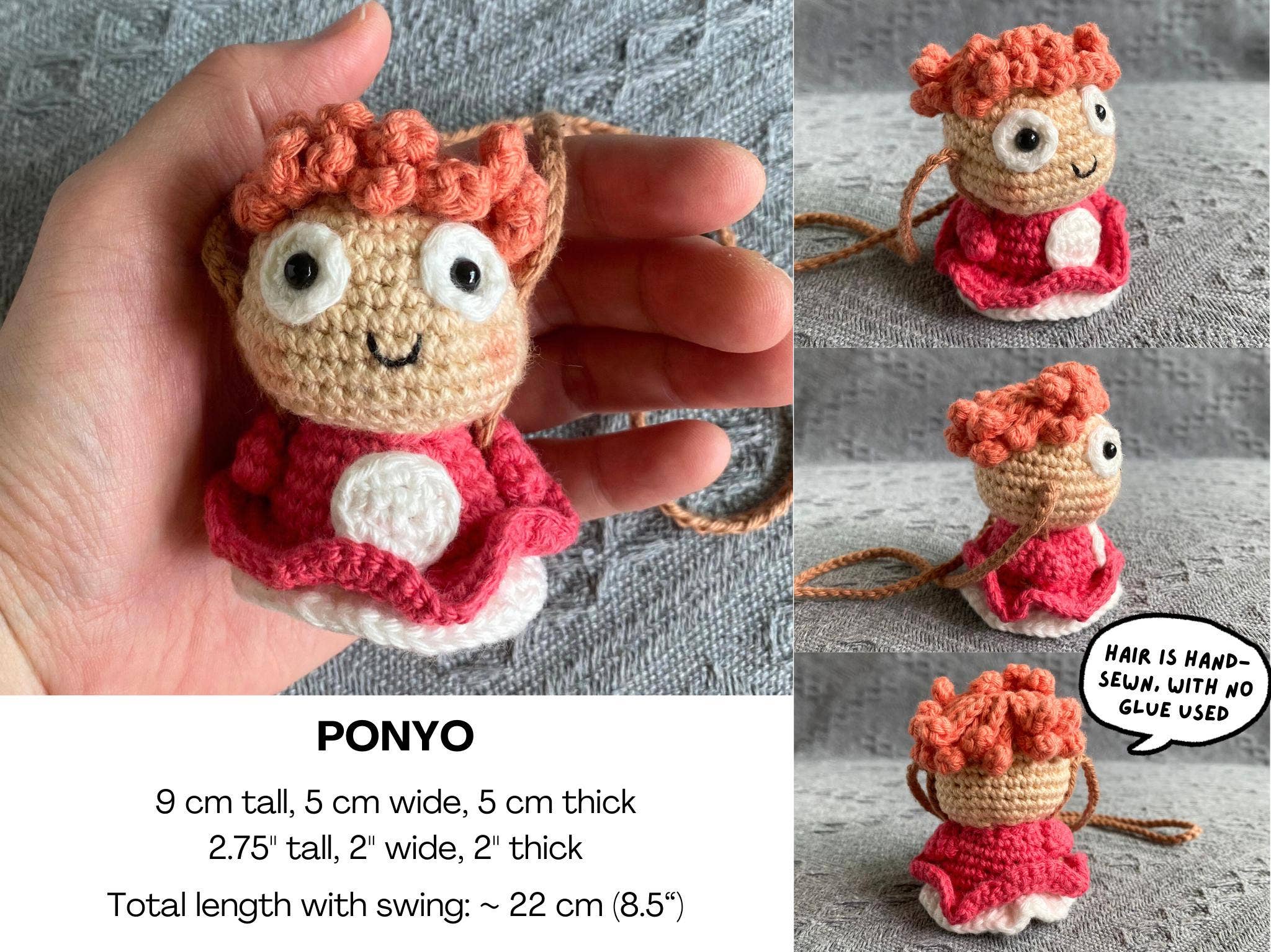 TOMOPOD LLC - Wholesale Stuffed/Plush Toy - Kids & Baby - Crochet Ghibli Car Hanger, Cute Totoro/Ponyo/No Face/Kiki 2