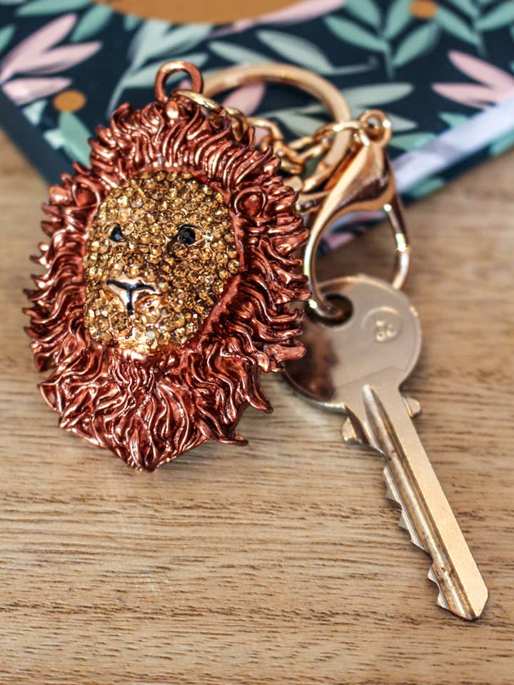 Llavero grande marrón con forma de cabeza de león   para venta al por mayor de Wildtouch