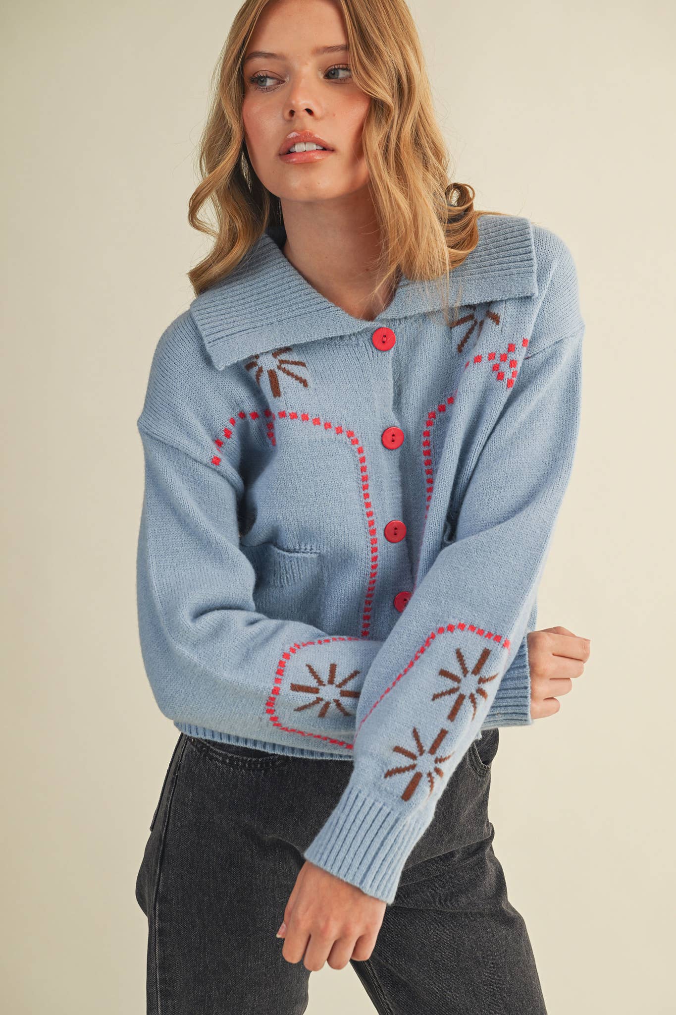 &MERCI - Wholesale Cardigan - Women's - WESTERN DESIGN SWEATER CARDIGAN MSW1121735
