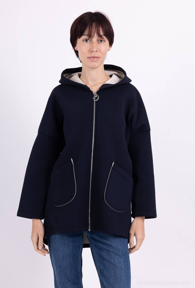 L'Emotion - Wholesale Hoodie - Women's - Neoprene Embossed Material Zip-Up Hoodie12