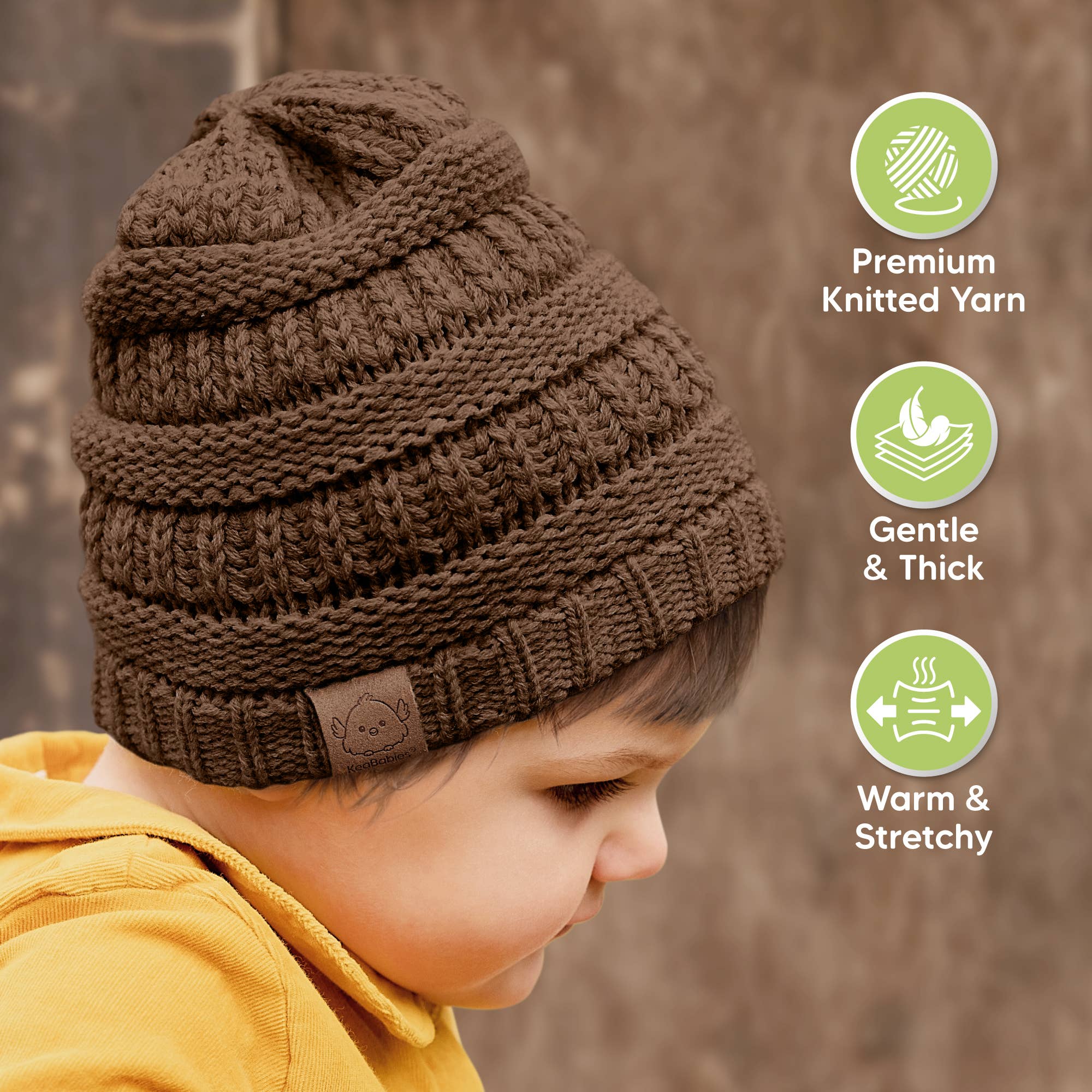 KeaBabies – wholesale Mössa för nyfödda - Baby – KeeBabies 3-Pack Warmzy Beanies (Pekannöt, M)3