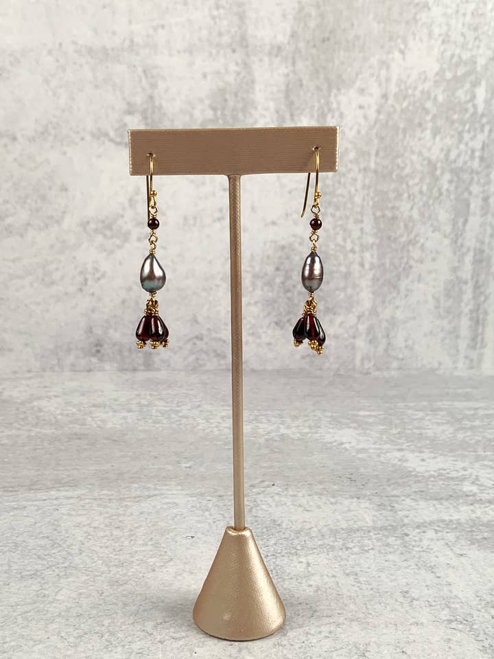 Freshwater Pearls and Garnet Earrings for wholesale by Scarlette Dove