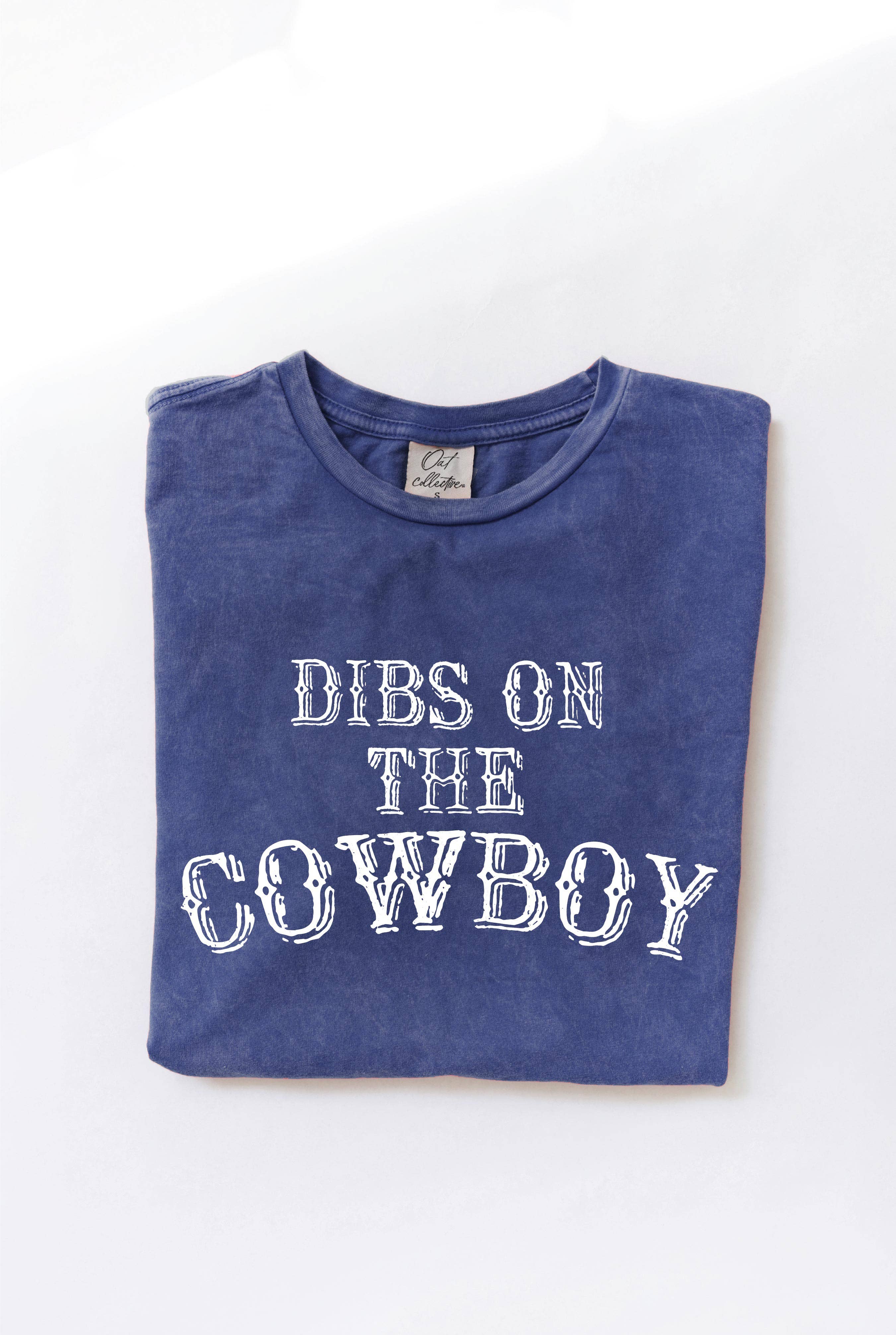 OAT COLLECTIVE - Wholesale Screen Printed T-Shirt - Women's - DIBS ON THE COWBOY Mineral Washed Graphic Top1