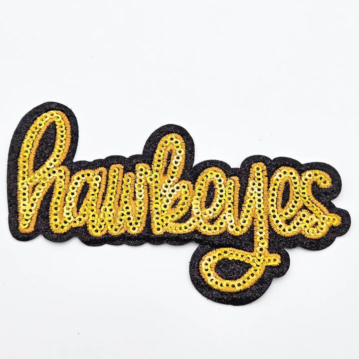 Trendy Transfers - Wholesale Patch - Hawkeyes Gold Sequin HAT/POCKET Patch