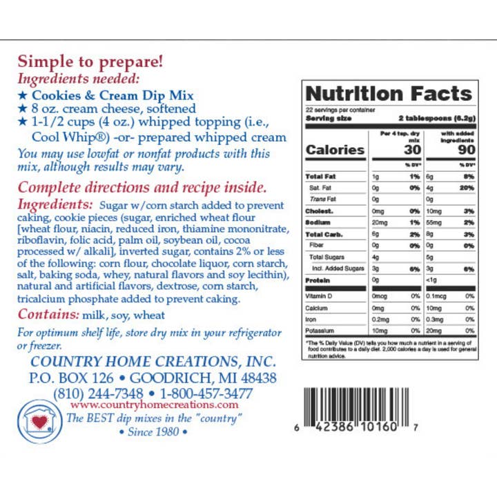 Country Home Creations - Wholesale Dip - Cookies & Cream Dip Mix1