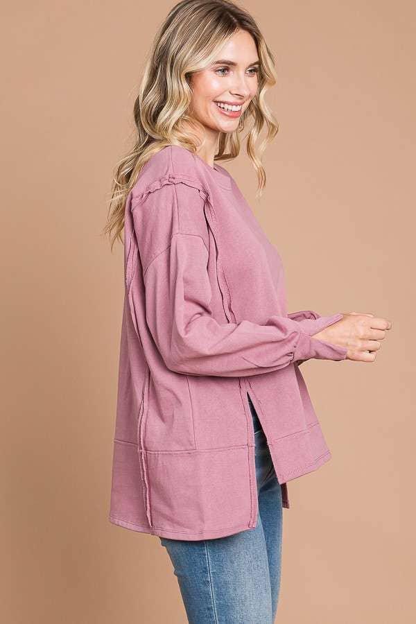 Culture Code - Wholesale Tunic - Women's - CFT1934L - ROUND NECK OVERSIZED EXPOSED SEAM TOP11