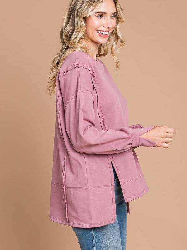 Culture Code - Wholesale Tunic - Women's - CFT1934L - ROUND NECK OVERSIZED EXPOSED SEAM TOP11