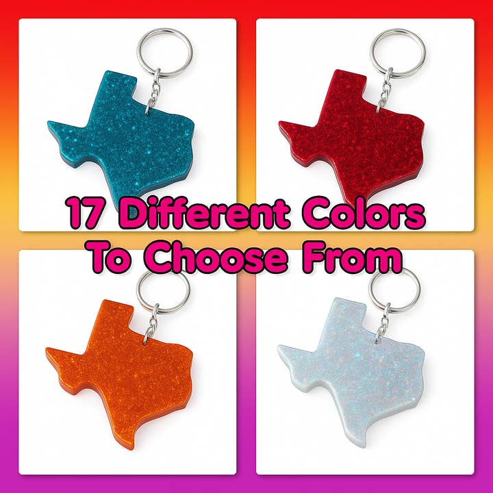 Texas Key Chain - Handmade with Eco-Friendly Glitter Resin for wholesale by JEMS of the Sea