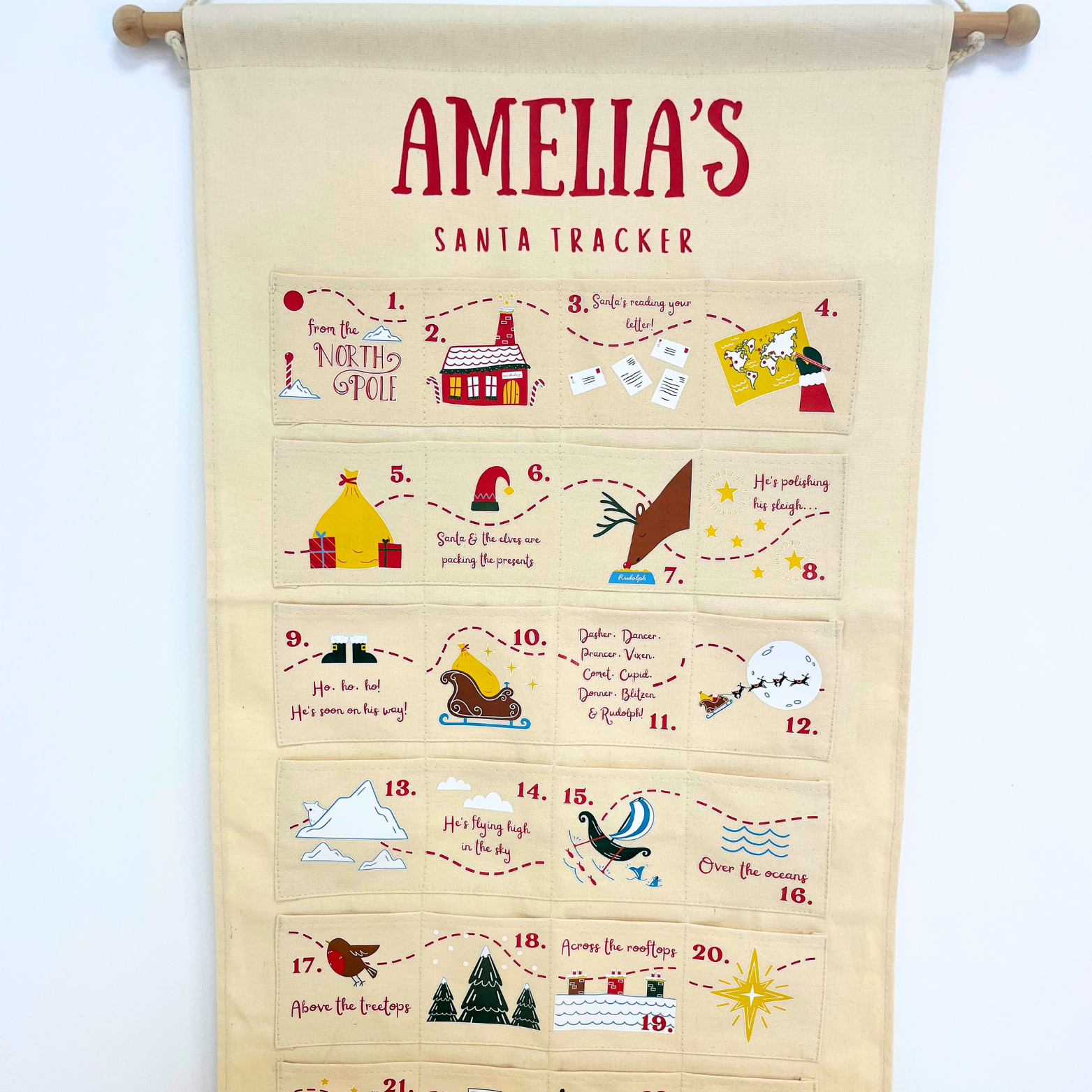PersyBoo - Wholesale Advent Calendar - Personalised Fabric Christmas Advent Calendar - Santa Tracker10