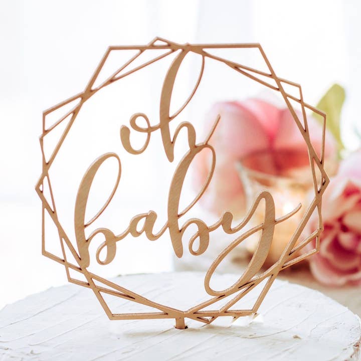 Åh Baby Geometrisk Kage Topper for engroshandel hos Sugar Crush Co