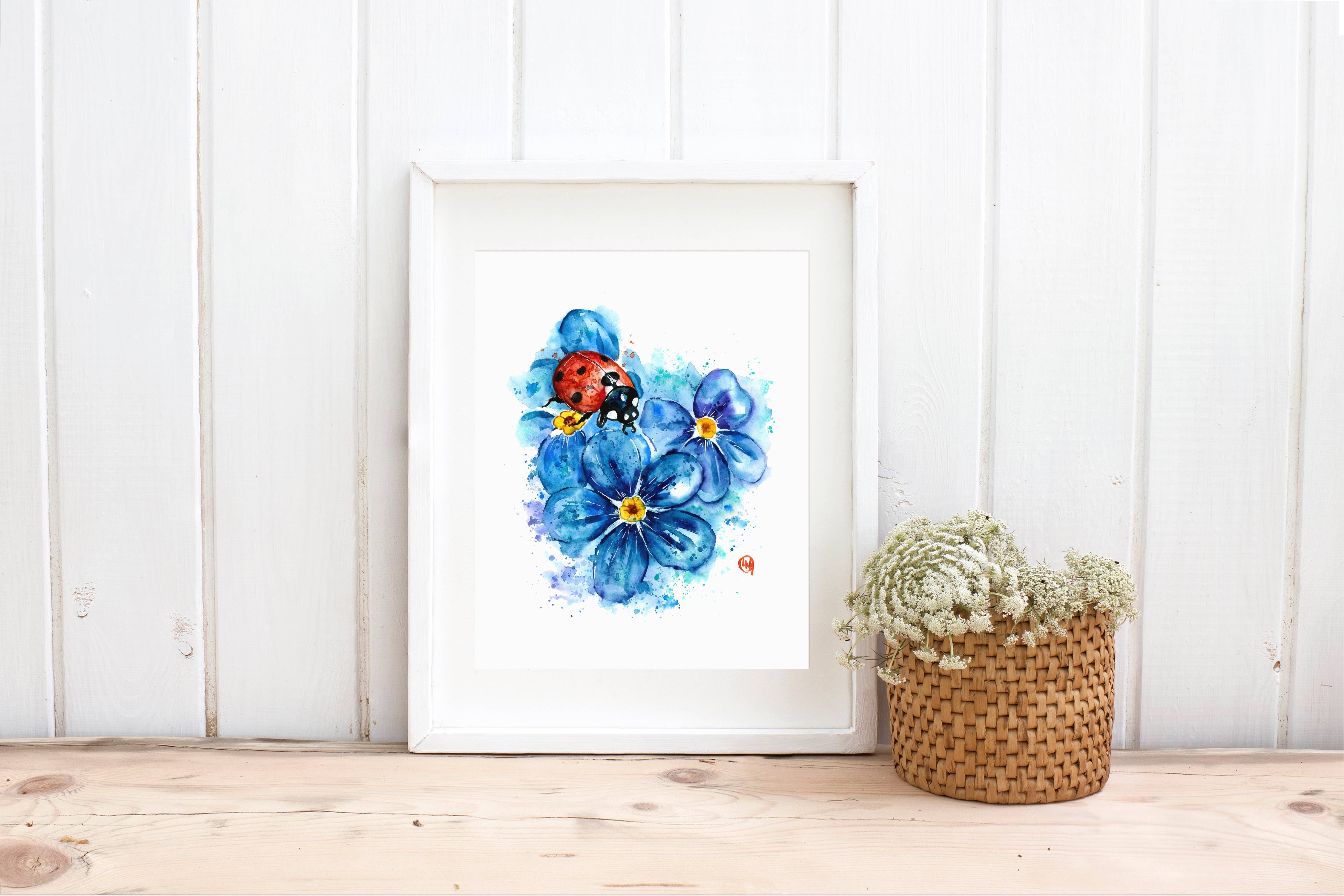 Whitehouse Art - Wholesale Art Print - Ladybug Art Print, Garden Decor, Gift Shop, Flower Painting7