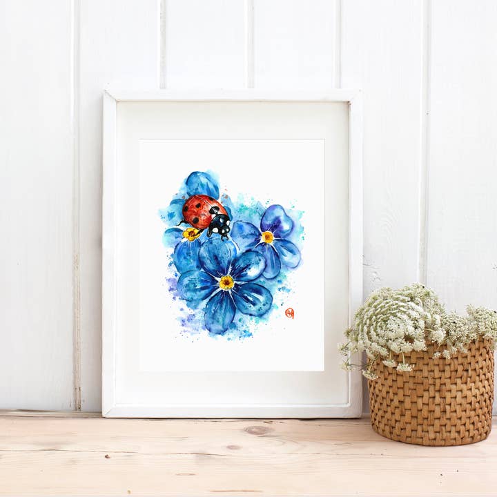 Whitehouse Art - Wholesale Art Print - Ladybug Art Print, Garden Decor, Gift Shop, Flower Painting7