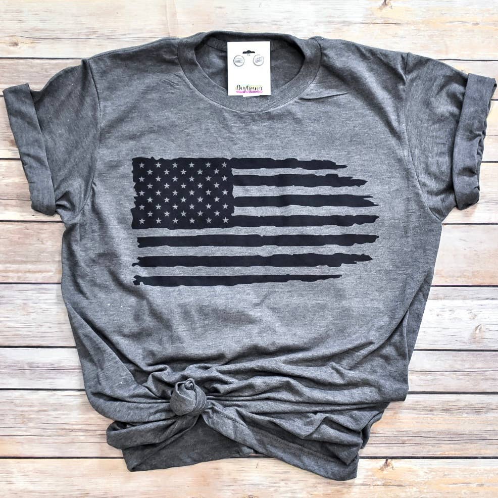 Daydreamer Designs - Wholesale Screen Printed T-Shirt - Women's - Rugged American Flag Tee1