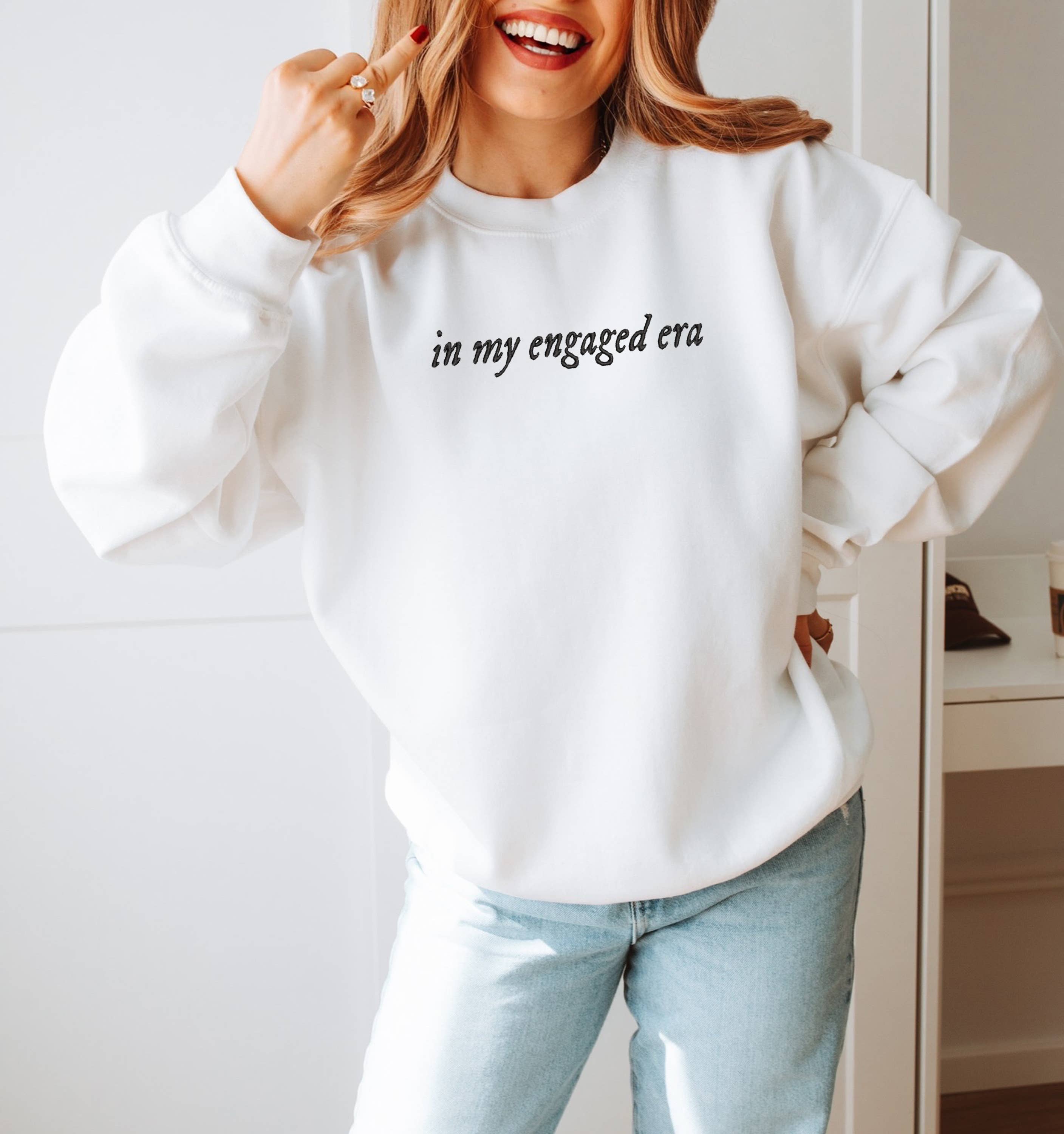 Bash - Wholesale Graphic Sweatshirt - Women's - In my engaged era, Embroidered, Bridal Apparel, Bride Shirt
